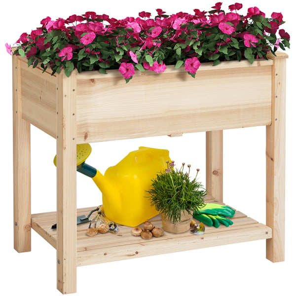 Wooden Raised Planter Bed Outdoor Garden Vegetable Flower Plainting Grow Bed Box